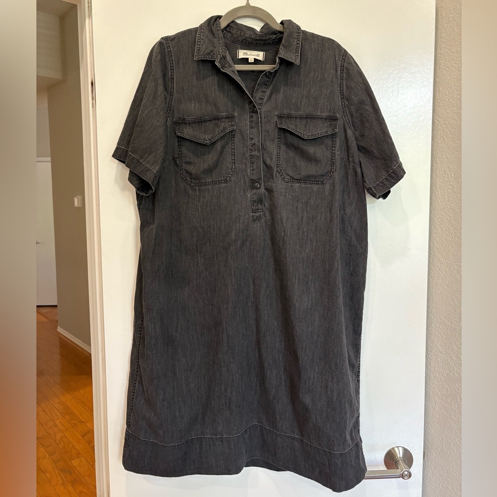 Madewell Black Denim Shirt Dress- 1x